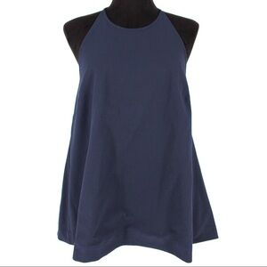 THEORY Ondrea Navy Blue Soft Seersucker Halter Top Size S